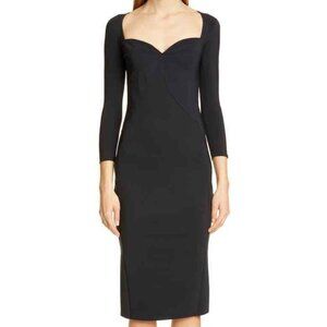 NWT CHIARA BONI La Petite Robe Black ENYA Sweetheart Sheath Midi Dress